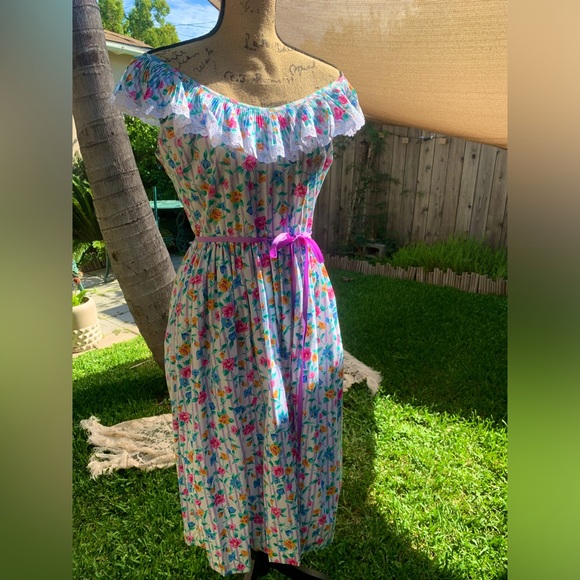 VINTAGE Oscar de la Renta Floral Summer Tea Dress - Picture 3 of 12